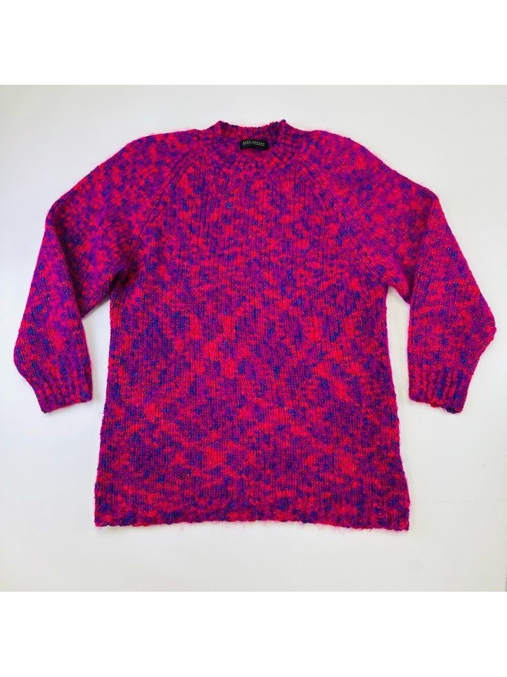 90s Vintage mohair blend sweater Large Oversize Dana Brooke red purple blue